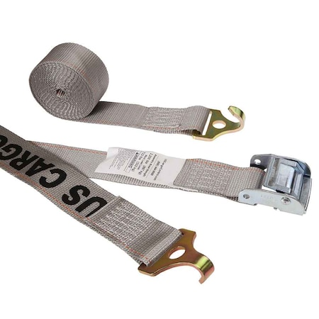 Us Cargo Control 2" x 16' Gray Cam Strap w/ Plate Trailer F-Hooks C316FNH1012-GRY